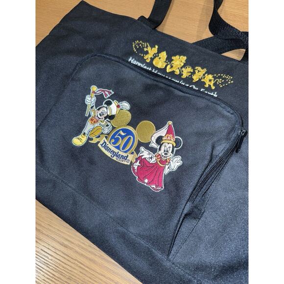 Disneyland 50th Anniversary Embroidered Extra Large Tote Bag Mickey & Minnie - Picture 10 of 11